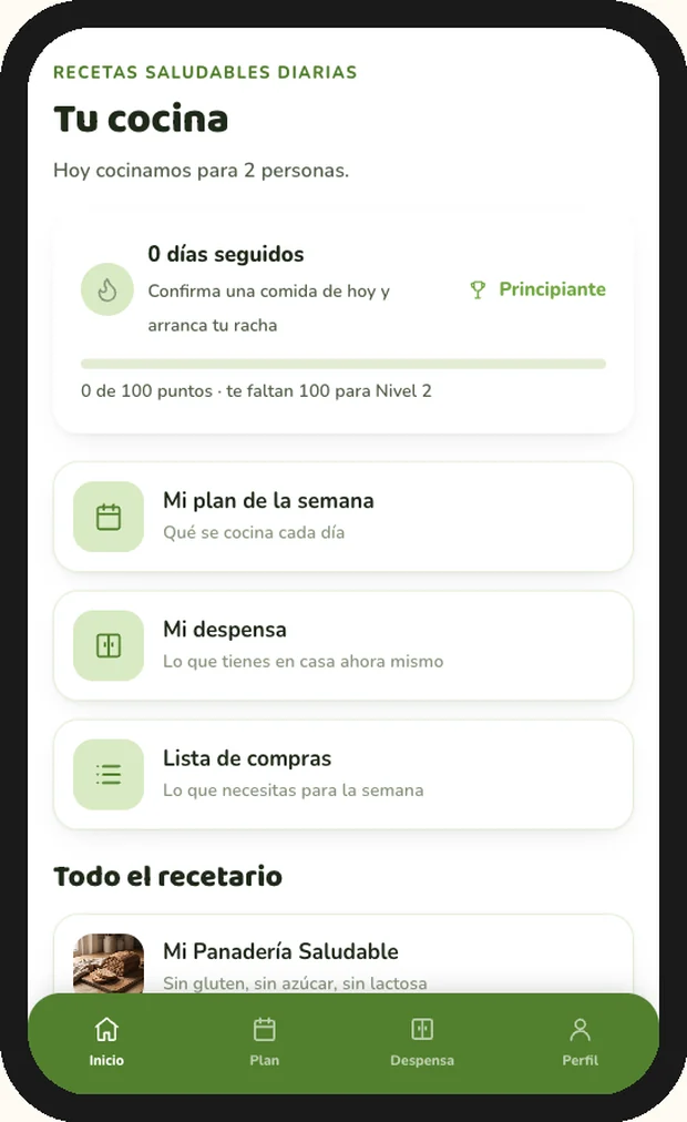 La aplicación Recetas Saludables Diarias